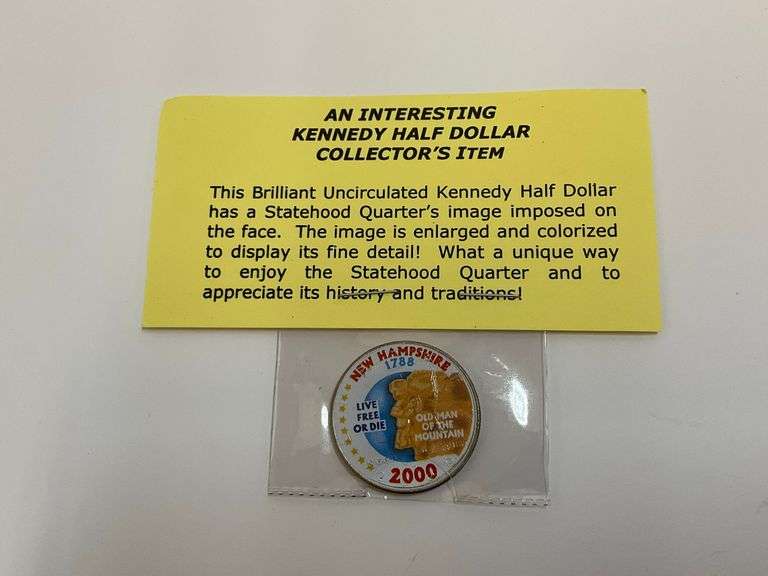 2000 New Hampshire State Quarter Image on Kennedy Half Dollar image