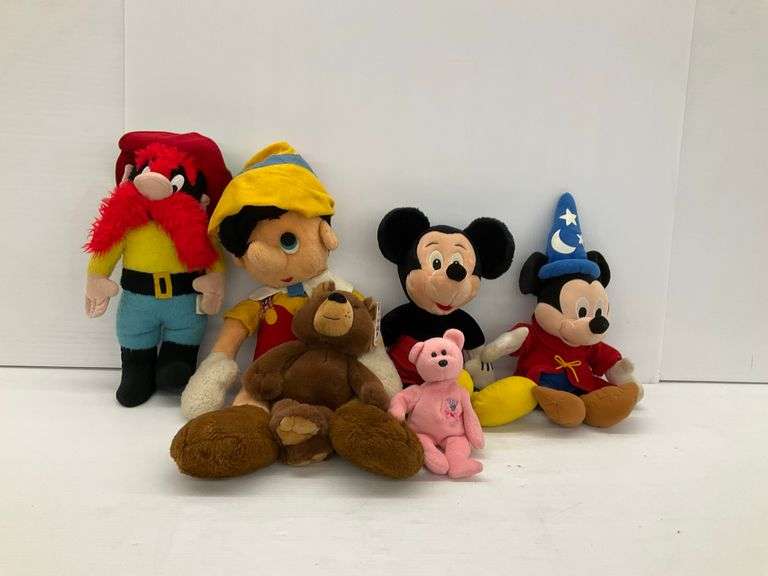 Disney Characters Plush Lot - Mickey Mouse, Pinocchio, and More image