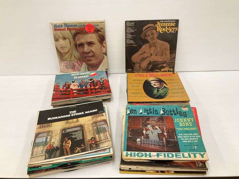 Box of Vintage Vinyl Records - Assorted Artists and Genres image