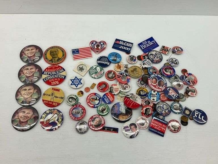 Collection of Political Campaign Buttons and Pins image