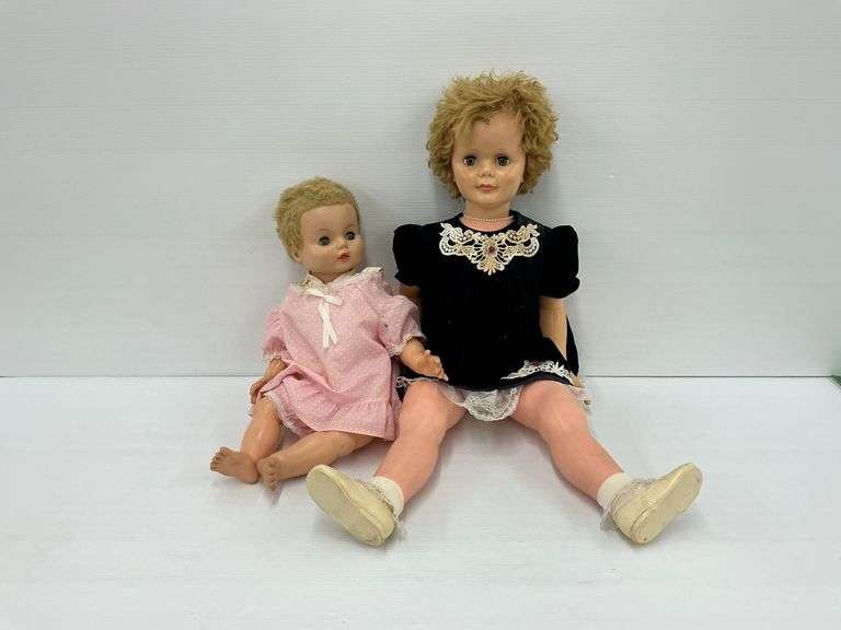 Two Vintage Dolls - One with Black Dress image