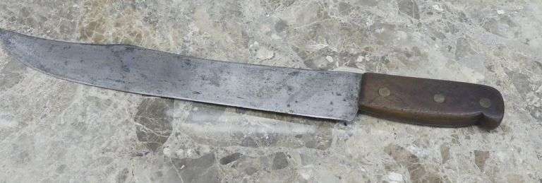 Large Carbon Steel Blade Knife with Wooden Handle image