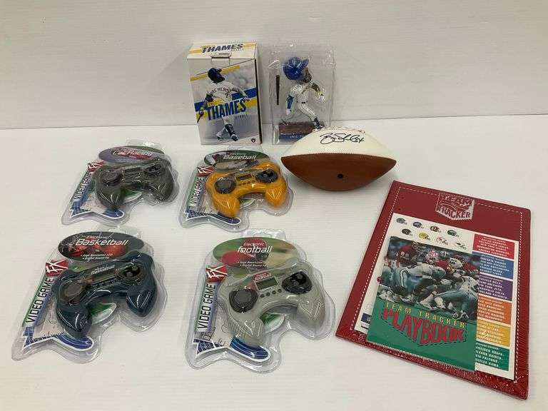 Sports Memorabilia & Gaming Items - Thames Bobblehead, Signed Football, Video Games, and More image