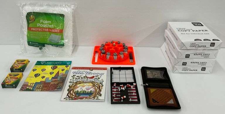 Variety Lot: Paper, Coloring Books, Art Supplies, and Games image