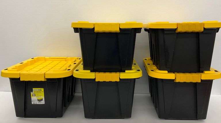 Five Performax Heavy Duty Industrial 12-Gallon Storage Totes image