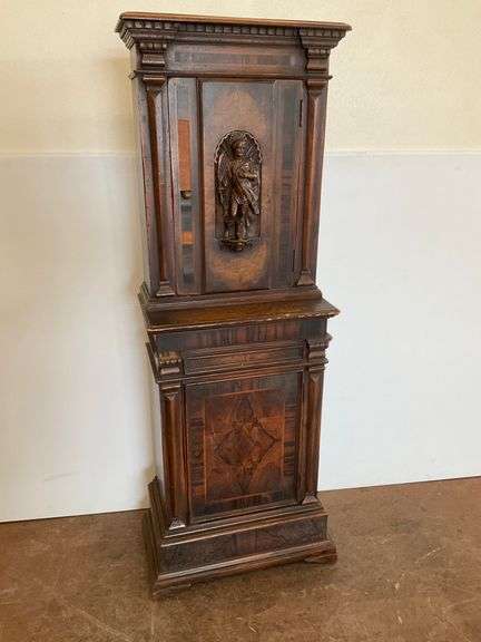 Ornate Carved Wooden Cabinet with Figure...see description & photos image