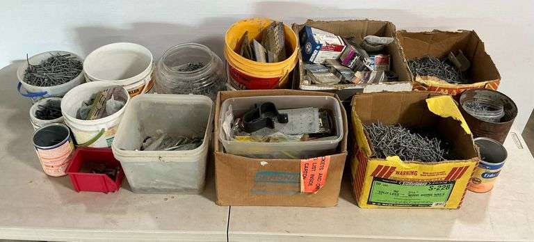 Mixed Lot of Nails, Screws, Fasteners, and Hardware image