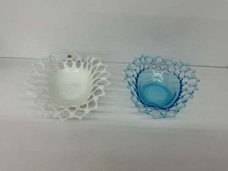 Pair of Milk Glass Style Decorative Bowls image