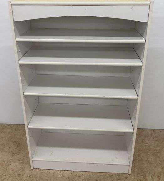 White Wooden Bookcase with Six Shelves image