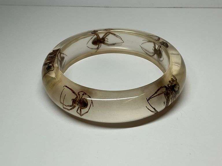 Lucite Bangle Bracelet with Spiney Orb Weaver Spiders image