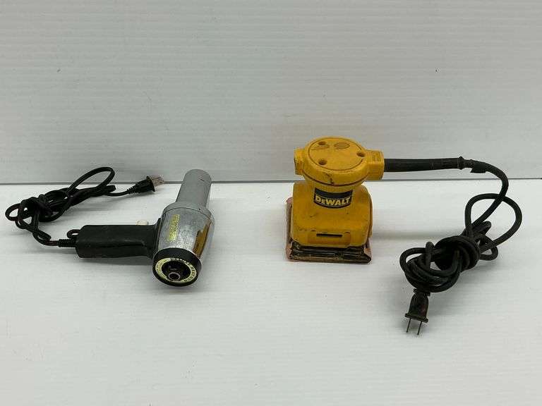 Deluxe Heat Gun & Dewalt Palm Grip Sander, work image