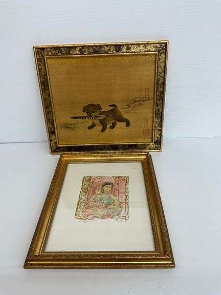 Asian Puppy and Mother with Child Art image