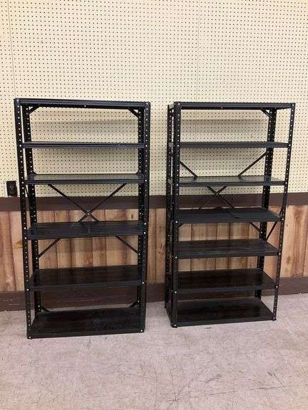 Two Black Metal Storage Shelving Units image
