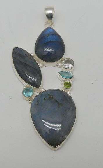 Sterling Silver Labradorite and Gemstone Pendant image