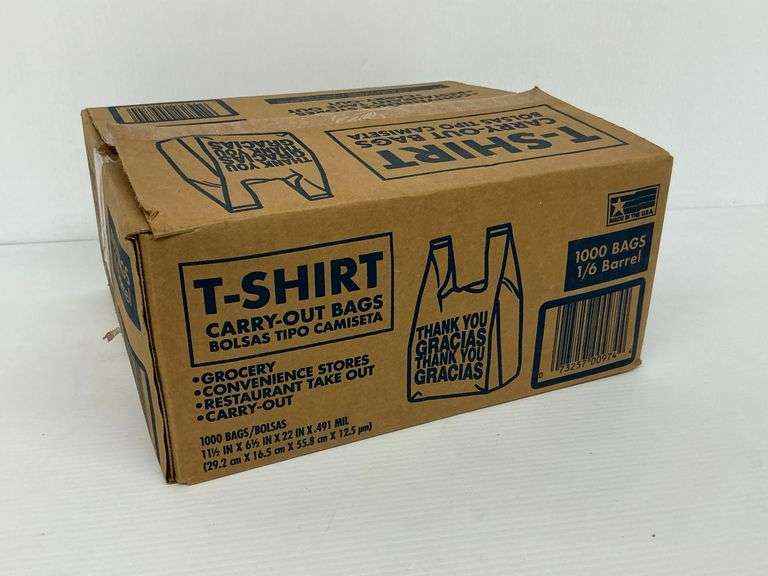 Case of T-Shirt Grocery Carry-Out Bags... Box Opened image