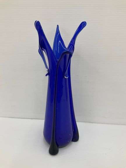 Mid-Century Modern Cobalt Blue Art Glass Vase image