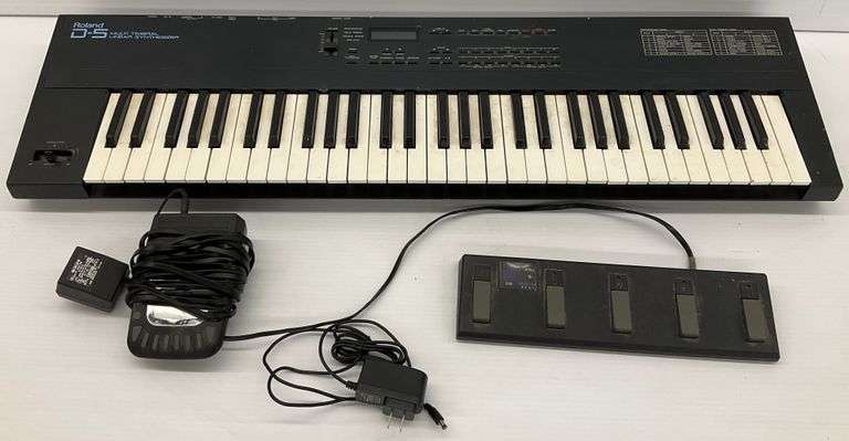 Roland D-5 Multi Timbral Linear Synthesizer with Zoom 9000N and FC01 Foot Controller...powers on image