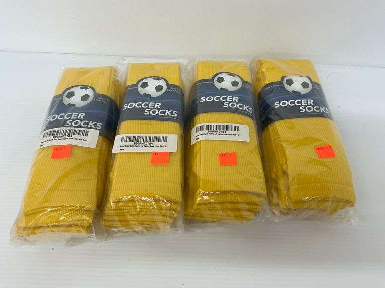 Four Packs of New Yellow Soccer Socks - Sizes 7-9 (3 Pairs per Pack) image