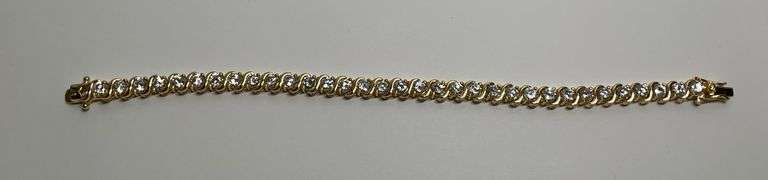 Sterling Silver Bracelet with Clear Stones image