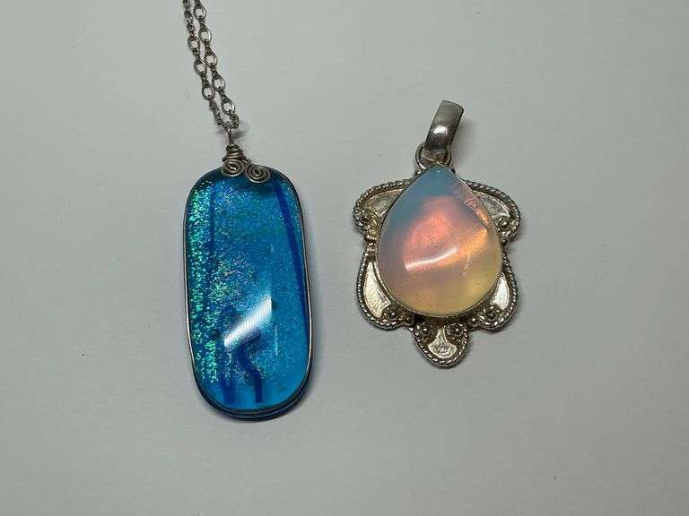 Two Gemstone Pendants Including Opal image