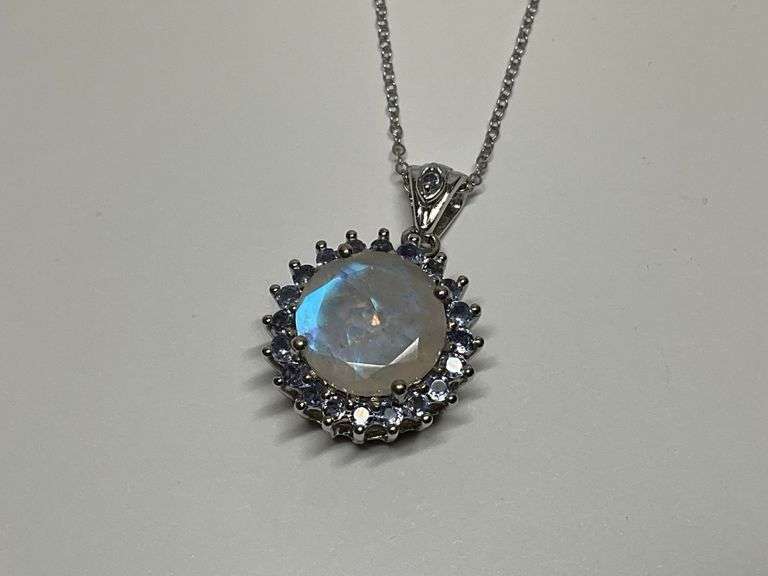 Sterling Silver Necklace with Moonstone Pendant image
