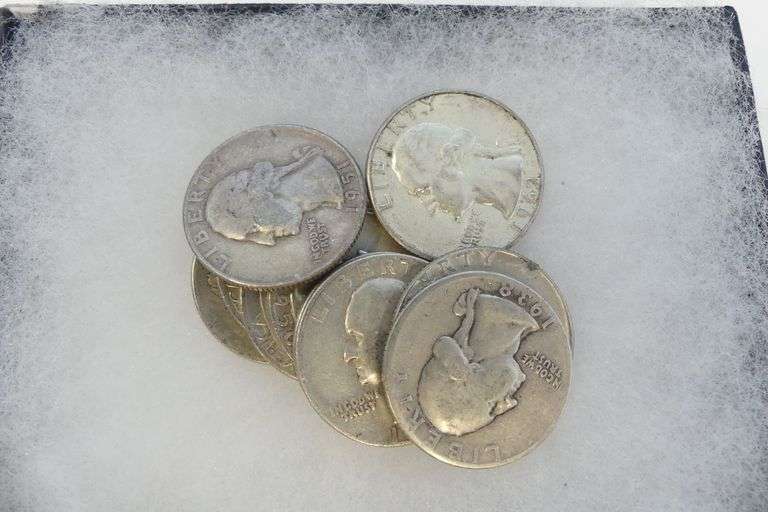 Mixed Lot of 10 Silver Washington Quarters -pre-1965 image