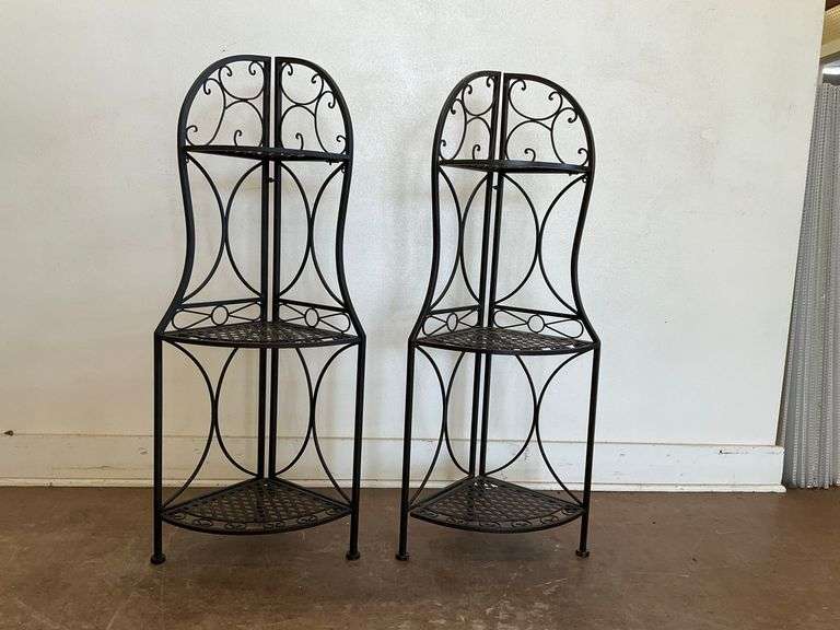 Two Wrought Iron Corner Shelves image