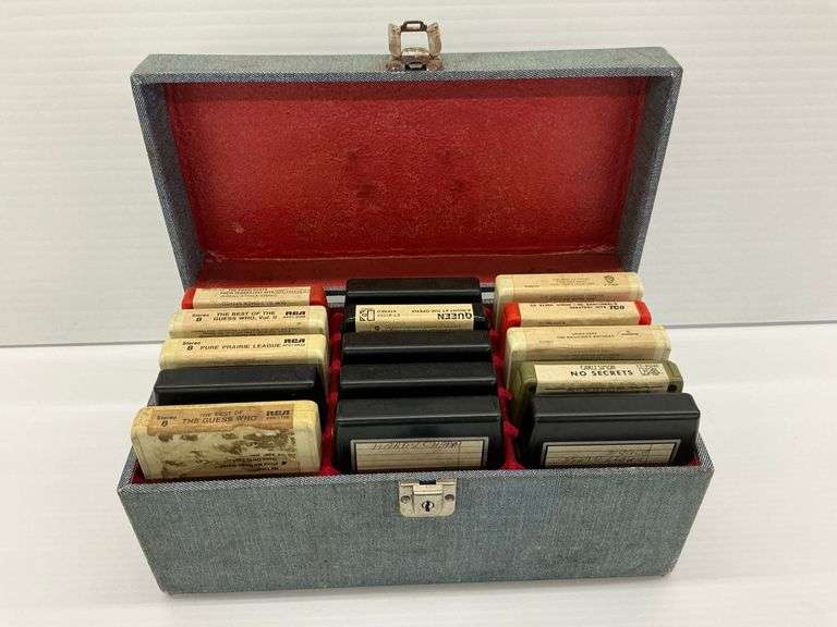 Collection of 8-Track Tapes with Carrying Case image