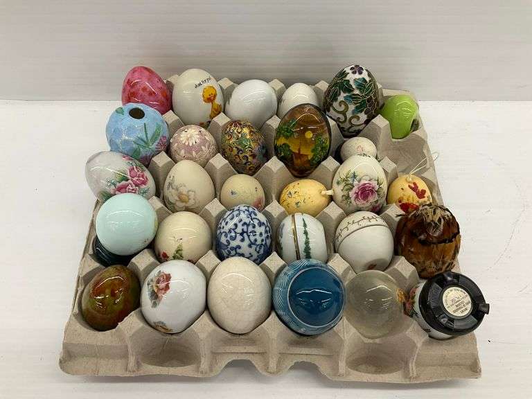 Collection of Decorative Eggs, Avon Cologne Egg, Franklin Porcelain Egg 1982 image