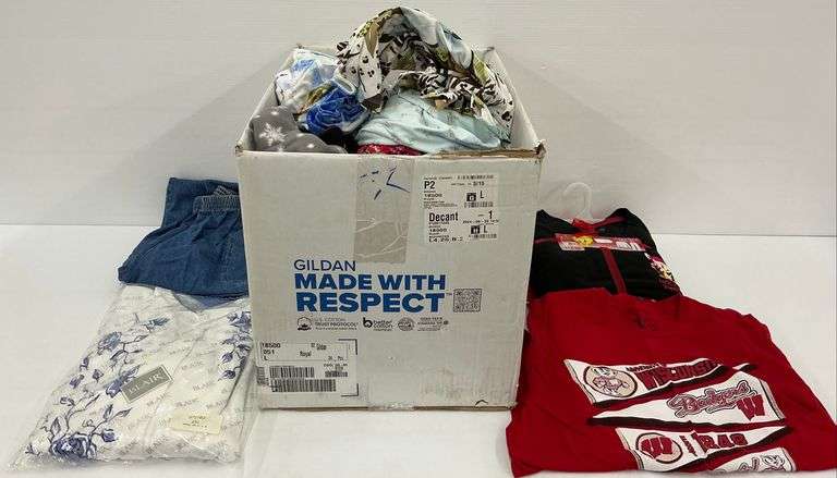 Assorted Women's Clothing Including Looney Tunes Pajamas 3X, University of Wisconsin Shirt 2X, and Blair Cardigan 2XL image