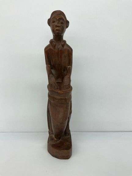 Hand Carved Wooden Figure of a Drummer image
