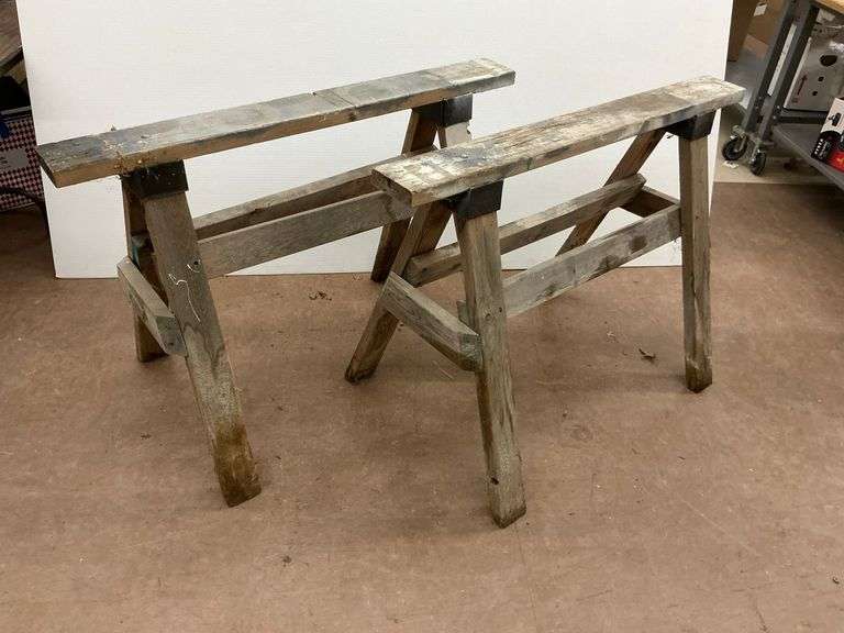 Pair of Wooden Saw Horses image