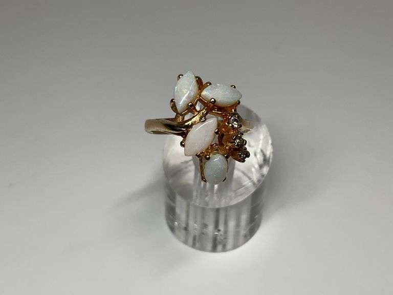 Gold Tone Ring with White Stone Accents...Size 9 image