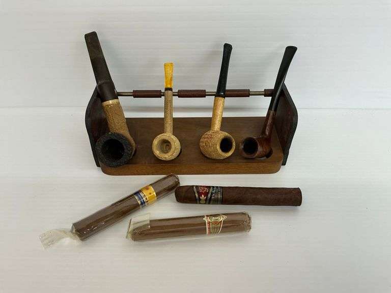 Pipe Collection with Display Stand and Cigars...NO SHIPPING image