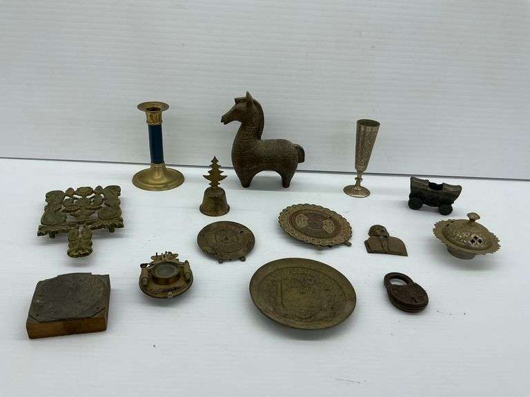 Eclectic Collection of Metal and Brass Decorative Objects image
