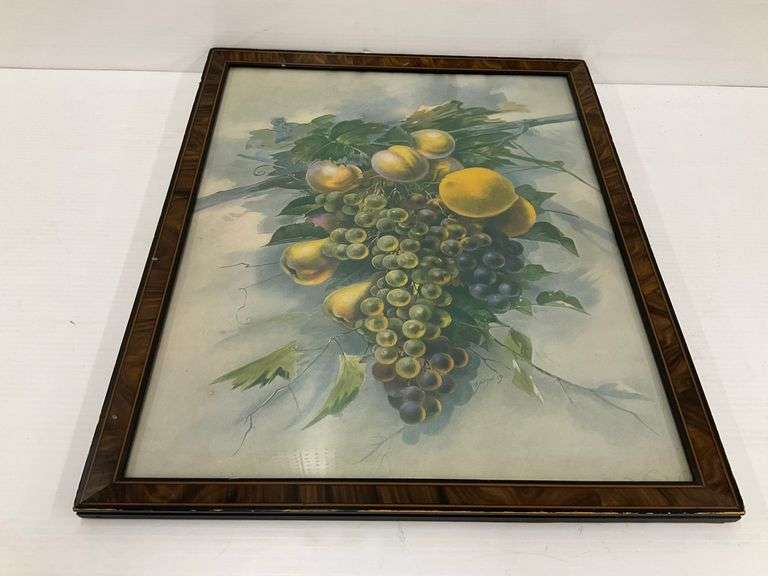 Vintage Framed Fruit Print Signed Spiegel image