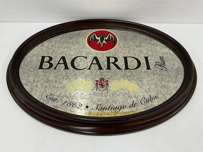 Bacardi Rum Oval Bar Mirror Sign image