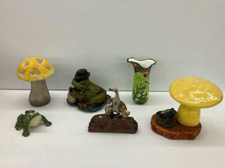 Frog and Mushroom Figurines and Vase image