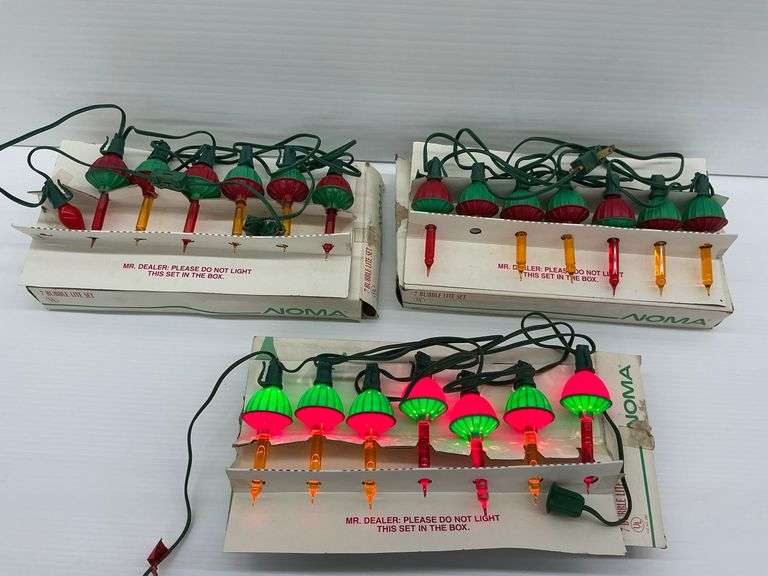 Three Noma Christmas Bubble Light Sets, some damage...all work image