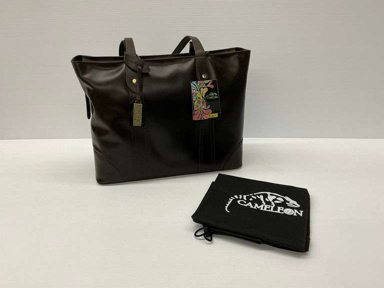 New Cameleon Gaia Dark Brown Leather Concealed Carry Tote Bag image