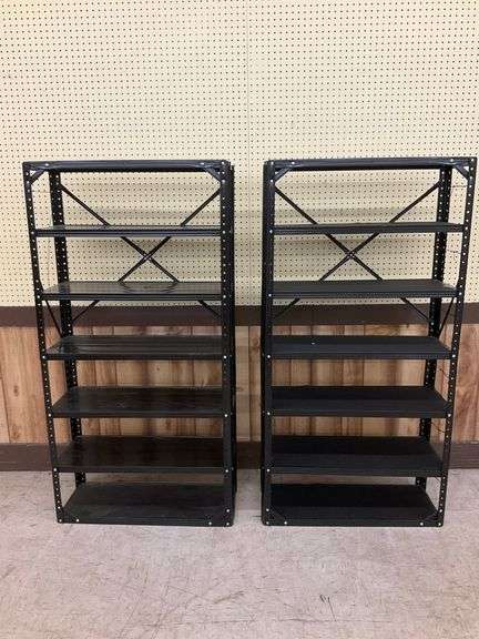 Two Industrial Metal Storage Shelving Units image
