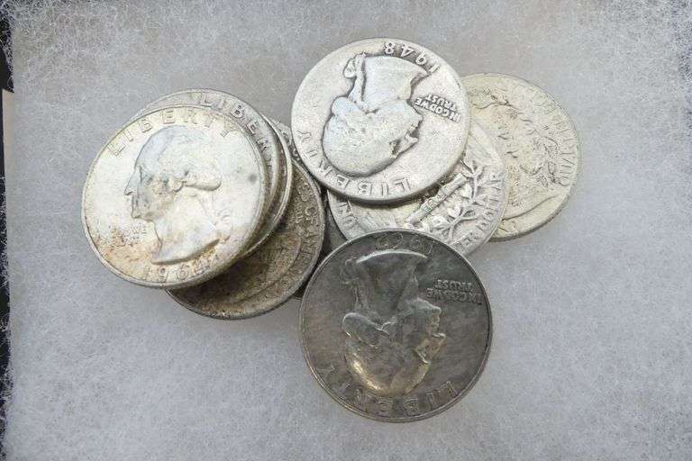 Ten Silver Washington Quarters - pre-1965 image