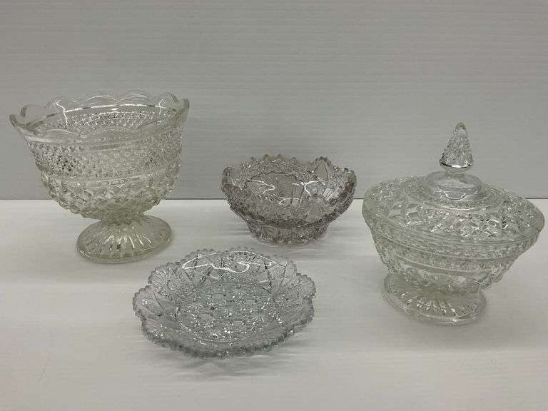 Vintage Glass Bowls, Covered Candy Dish, and Sweets Dish image