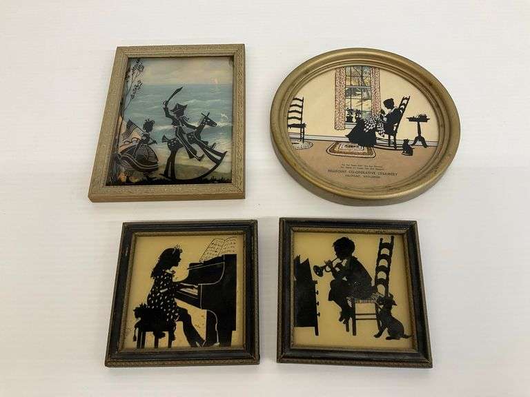 Group of Vintage Silhouette Framed Art Prints image