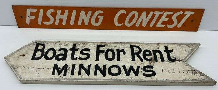 Vintage Fishing Contest & Boats for Rent Minnows Signs image