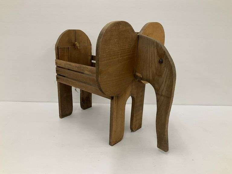 Handmade Wooden Elephant Planter Box image