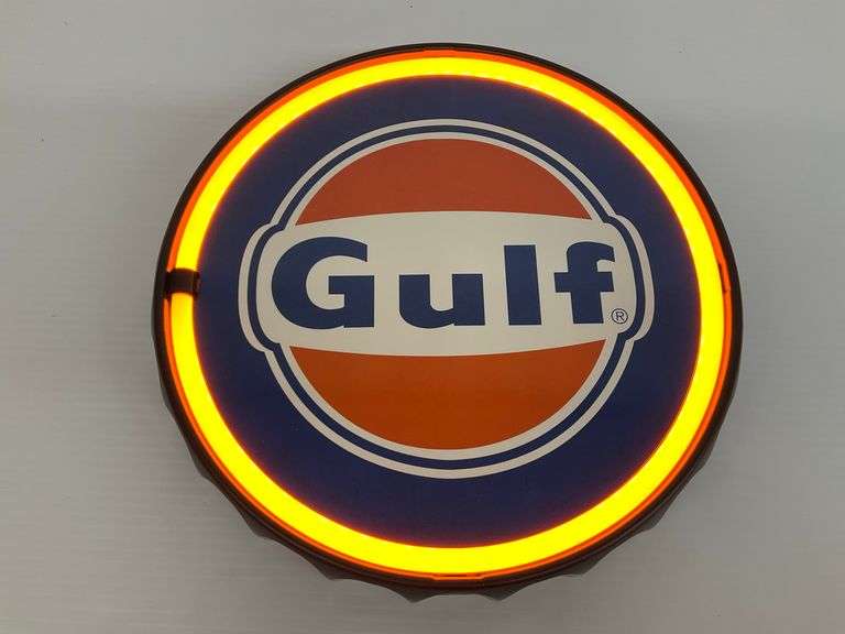 Gulf Oil Bottle Cap Style LED Sign... works image