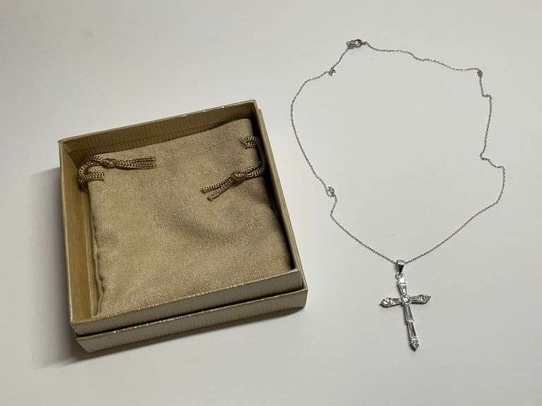 Bella Luce Rhodium over Sterling Silver Cross Pendant Necklace image