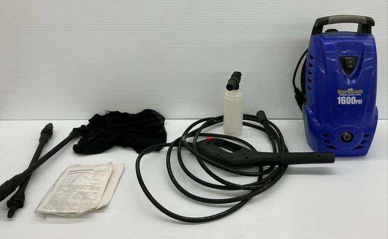 DuraCraft 1600 PSI Electric Pressure Washer System with Accessories, powers on image