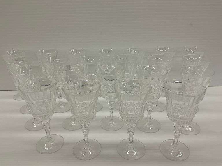 Set of 22 Clear Glass Stemmed Goblets image